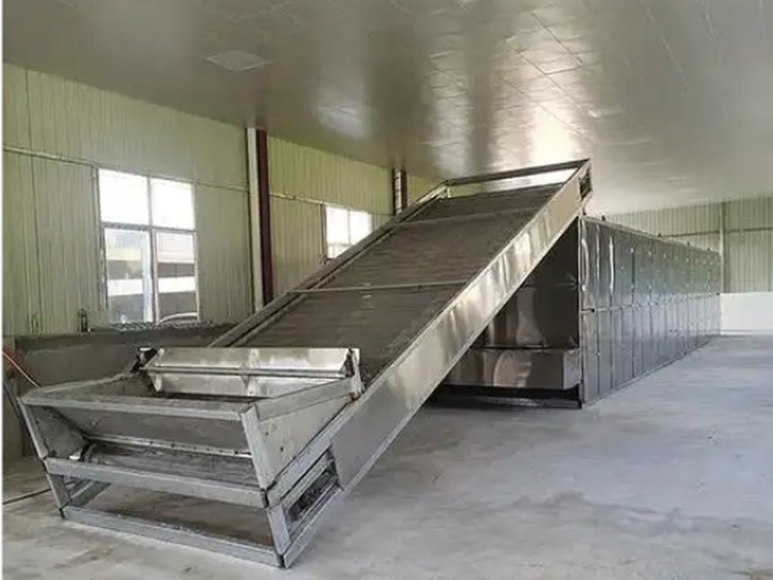 real inclined conveyor drying line