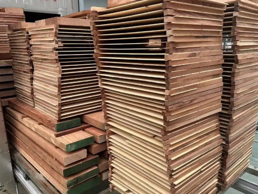 real stacked board and lumber material for bamboo and board drying series