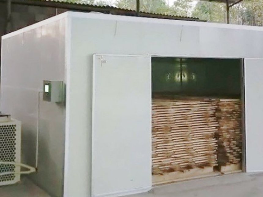 real wood drying machine series with lumber loaded in drying kiln